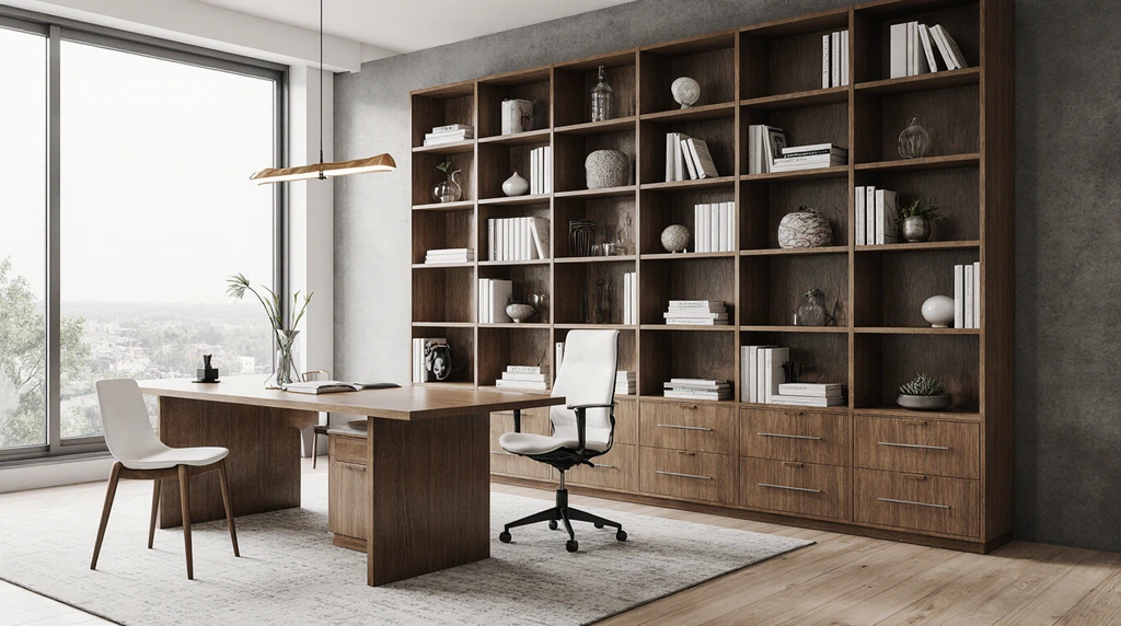 Built In Bookshelves In Office